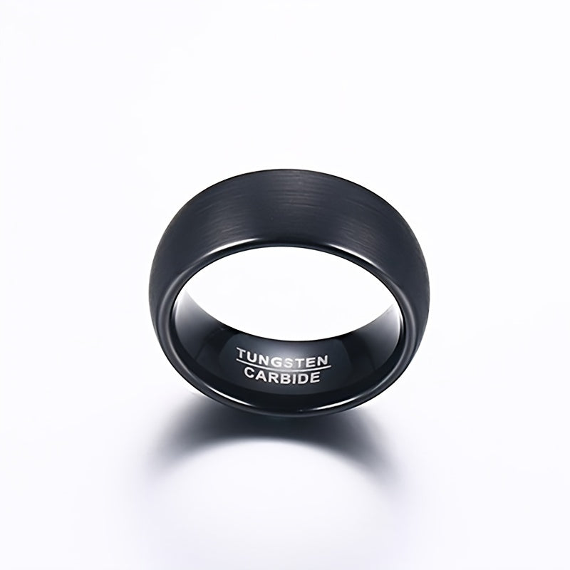 Ideaal cadeau: mat zwarte herenring. Trendy roestvrijstalen band ring voor mannen, stijlvol accessoire.