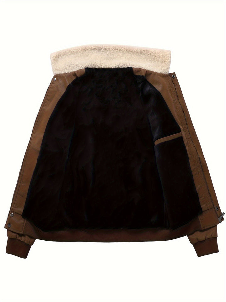 Stijlvol zwart heren motorjack, vintage design, comfortabele voering en praktische ritssluiting.