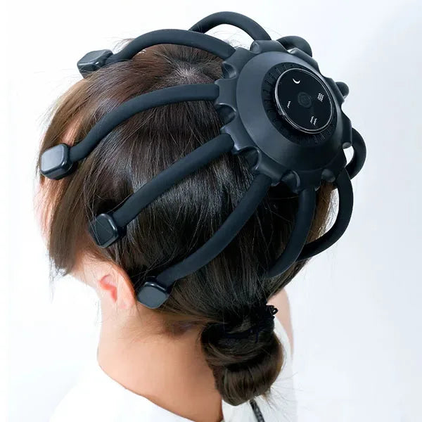 Premium hoofdmassage apparaat met Bluetooth voor diepe ontspanning en hoofdhuid verzorging.