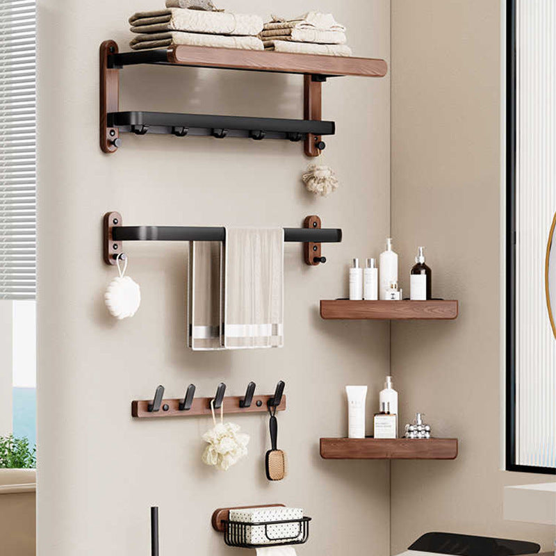 Modern wandgemonteerd handdoekrek met strak design, gemaakt van duurzaam hout, ideaal voor een georganiseerde badkamer.