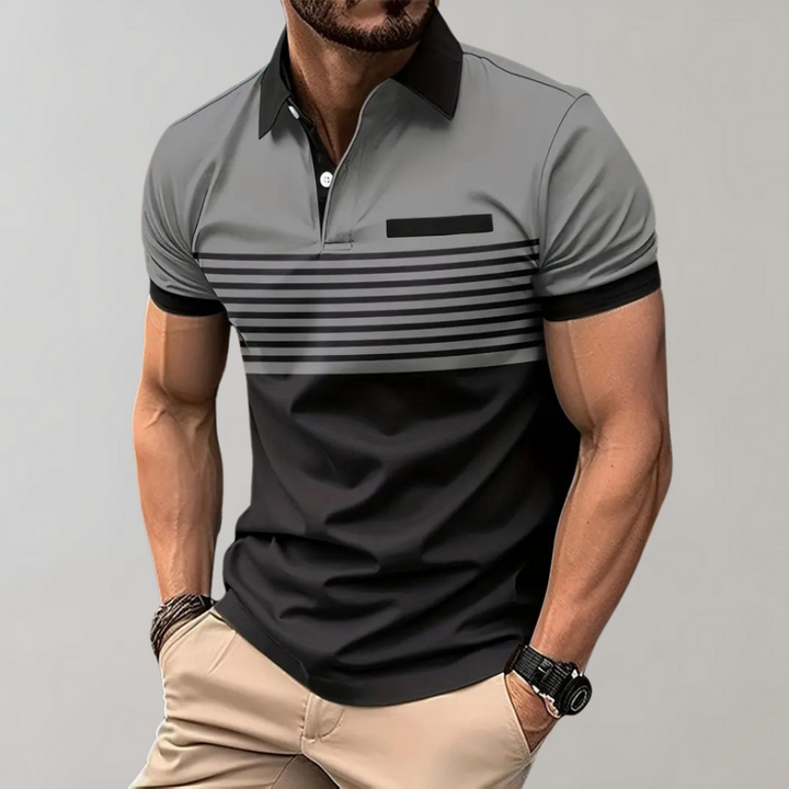 Stijlvol gestreept heren poloshirt, perfect te combineren voor een casual zomerse herenmode look.