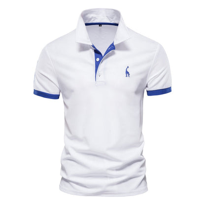 "Moderne herenpolo met ademende stof, elegante uitstraling, veelzijdig in blauw-witte tint, ideaal voor casual en formeel."
