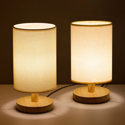 "Moderne houten nachtkastje lamp, tafellamp met dimbaar licht, afstandsbediening, natuurlijke houtlook, USB-aangedreven."