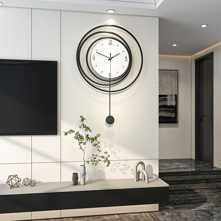 Moderne minimalistische wandklok, stil uurwerk, strak design voor stijlvol interieur in woonkamer of kantoor.