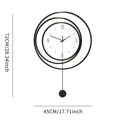 "Moderne minimalistische metalen wandklok, strakke vorm met stille werking, ideaal voor moderne interieurs, 72x45 cm."
