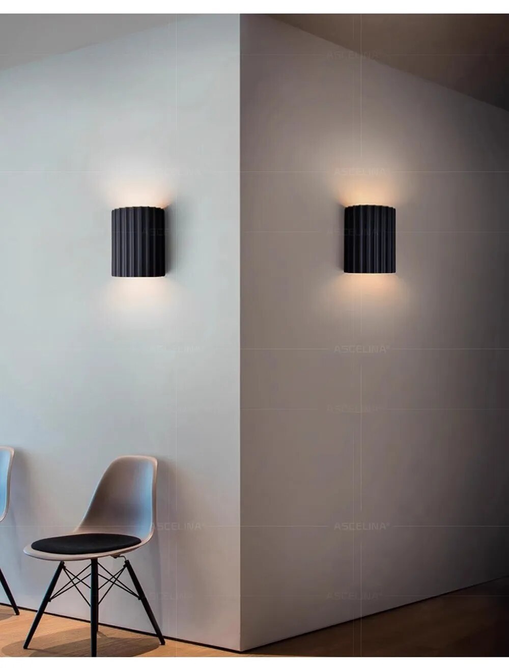 Moderne design wandlamp van hars met LED. Functionele en decoratieve sfeerverlichting voor elke ruimte.