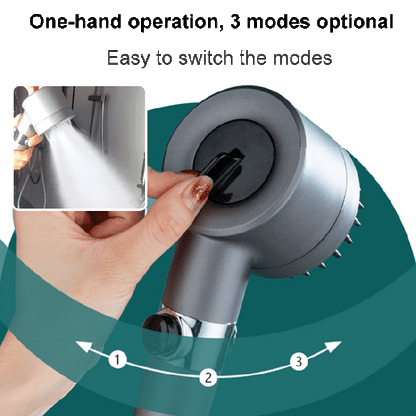"Moderne waterbesparende douchekop met 9-filterlagen, versterkt waterdruk, elegant ontwerp voor luxe douche-ervaring."