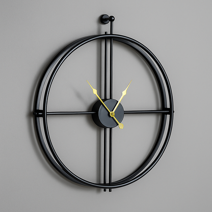 "Moderne zwarte/grijze wandklok met stil quartz uurwerk, elegant en minimalistisch design. Formaat: 55/60 cm diameter."