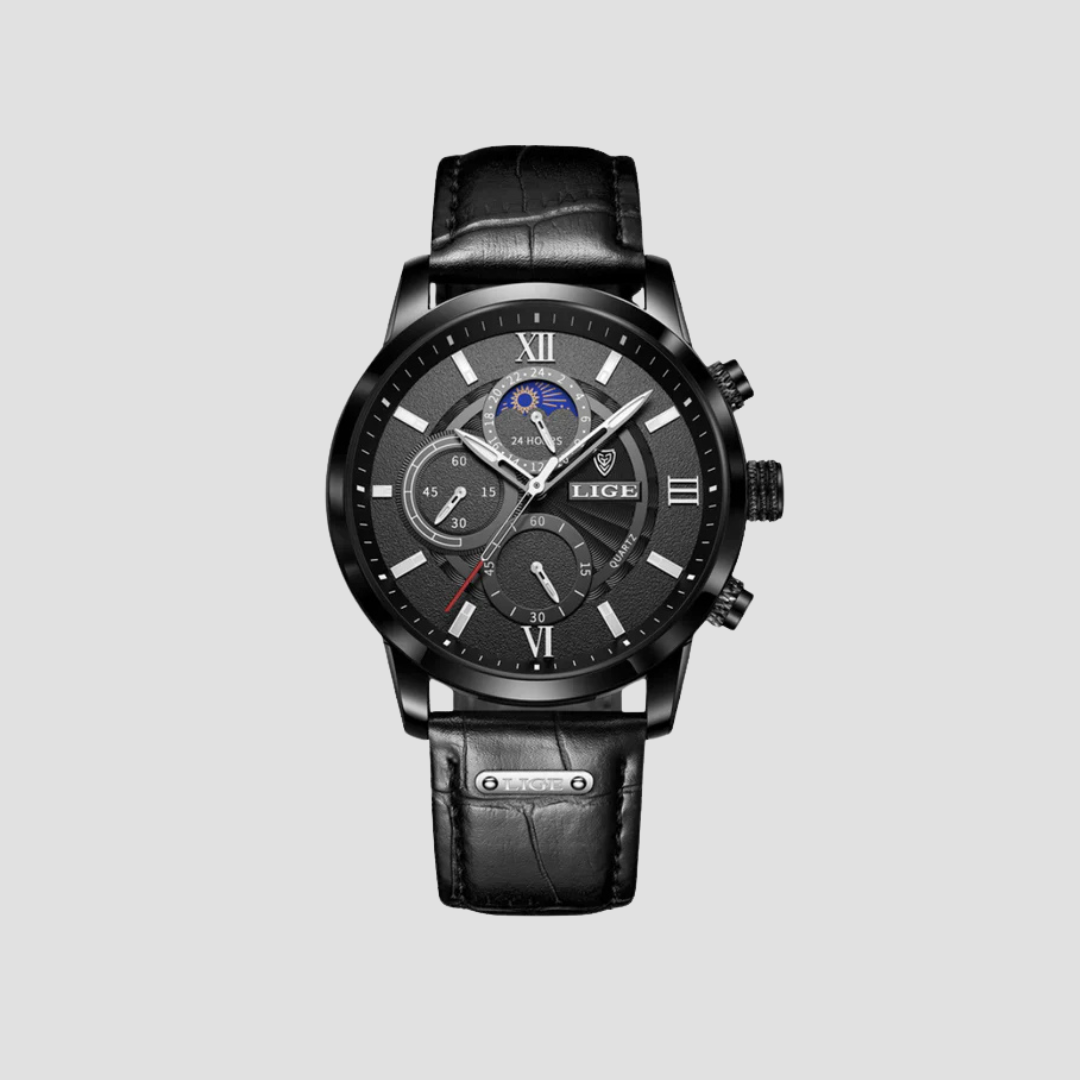 Elegant klassiek Davion horloge met quartz uurwerk en comfortabele bruine leren band, perfect accessoire.