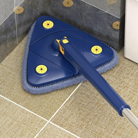 Blauw-witte microvezel schoonmaakmop, ideaal voor diepe reiniging van diverse vloeroppervlakken in uw woning.