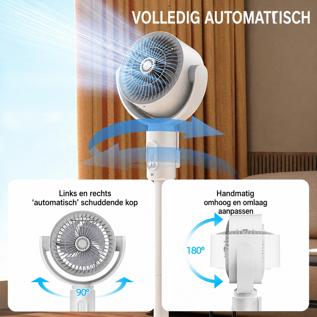 Elegante witte staande ventilator (smr260620), stil en verstelbaar, perfecte aanvulling voor elk interieur.