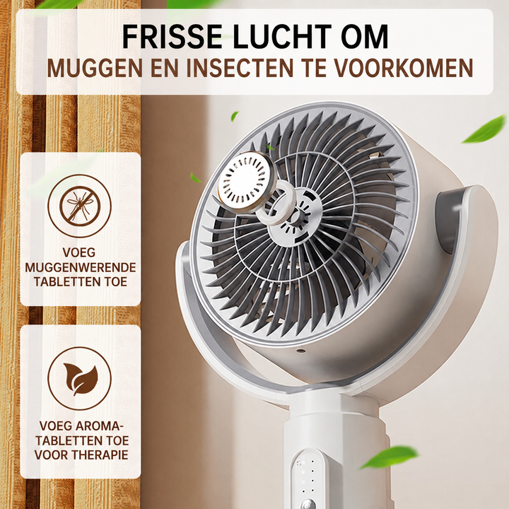 Witte staande ventilator (smr260620), stil en krachtig, met afstandsbediening voor zomerse koeling thuis of op kantoor.