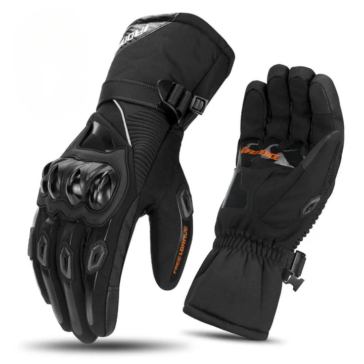 Unisex waterdichte winter motorhandschoenen, geïsoleerd voor comfortabele ritten bij koud weer.
