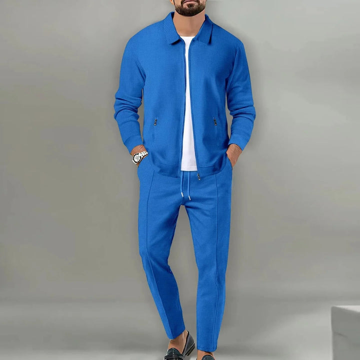 Elegant en comfortabel tweedelig herenpak, perfect voor een stijlvolle smart casual outfit.