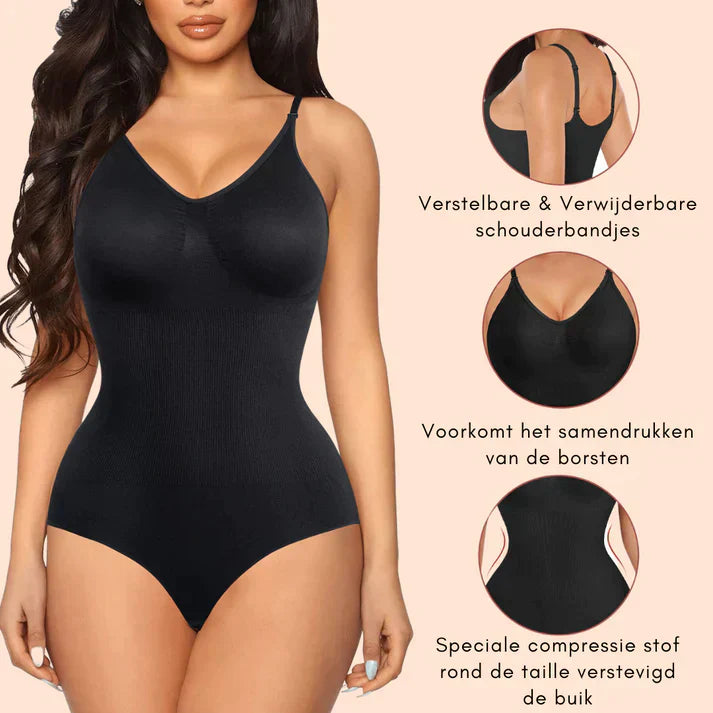 "Naadloze afslank bodysuit voor vrouwen, ondersteunt comfortabel met elegant design, perfect onder elke outfit."