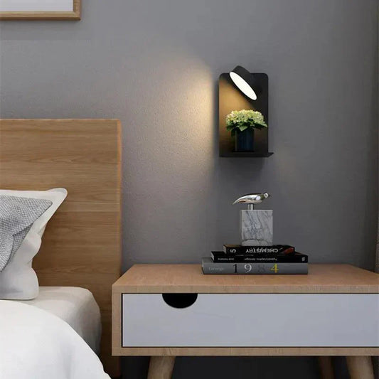 Nachtlamp met USB-lader, 330° draaibaar en dimmer, modern design, zwart-wit, 12W ideaal voor slaapkamer en woonkamer.