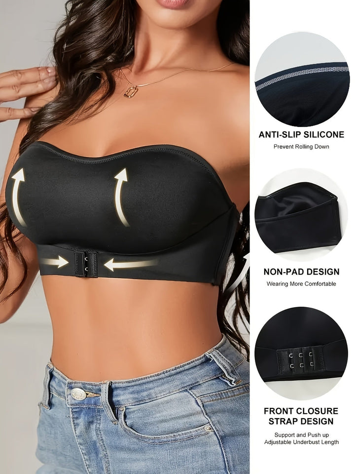Comfortabele naadloze strapless bandeau BH voor dames, zacht materiaal, wit.