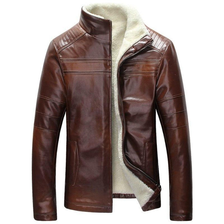 Heren wild west zip-front jas, robuuste bruine vintage stijl, perfect voor alle seizoenen.