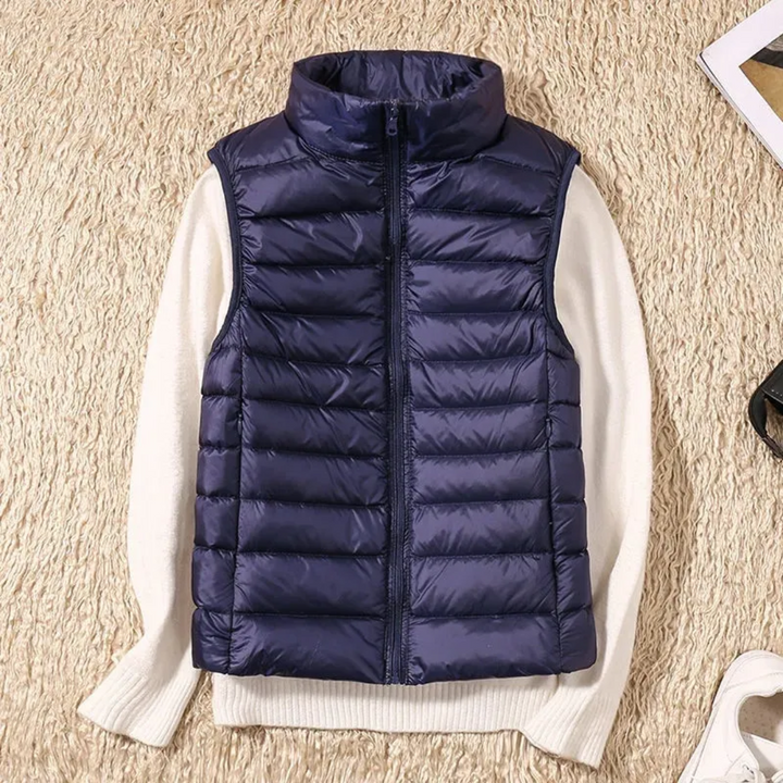 Warme winddichte bodywarmer voor dames met ritssluiting, perfect voor koude dagen en outdoor mode.