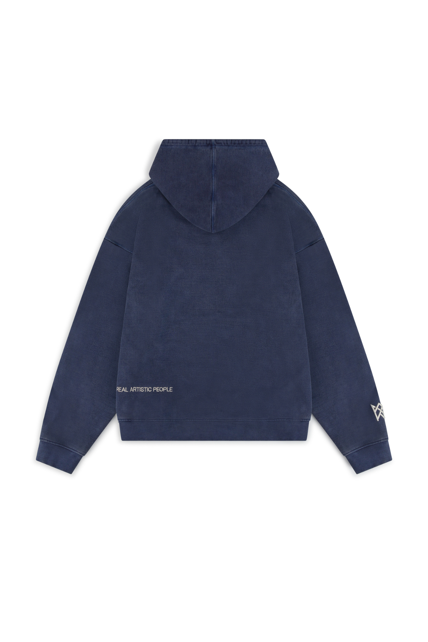 "Navyblauwe hoodie met kristallen details, stijlvolle streetwear luxe voor casual outfits, krachtige mode-uitstraling."