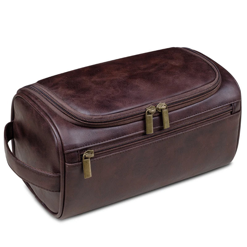 Stijlvolle unisex Voyago reistoilettas van luxe leder. Essentieel reisaccessoire voor elke moderne reiziger.