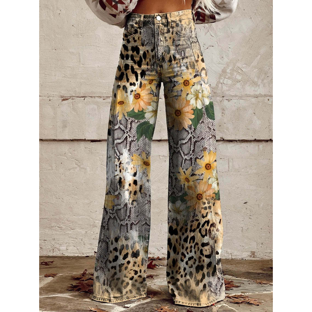 Klassieke effen dames wijde pijpen broek. Comfortabele stretch polyester broek, ideaal voor casual en elegant.