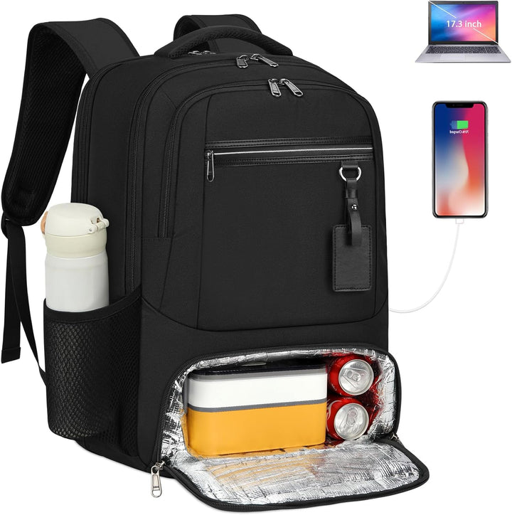 Waterdichte reisrugzak voor heren/dames, met laptopvak, lunchvak en handige USB-lader.