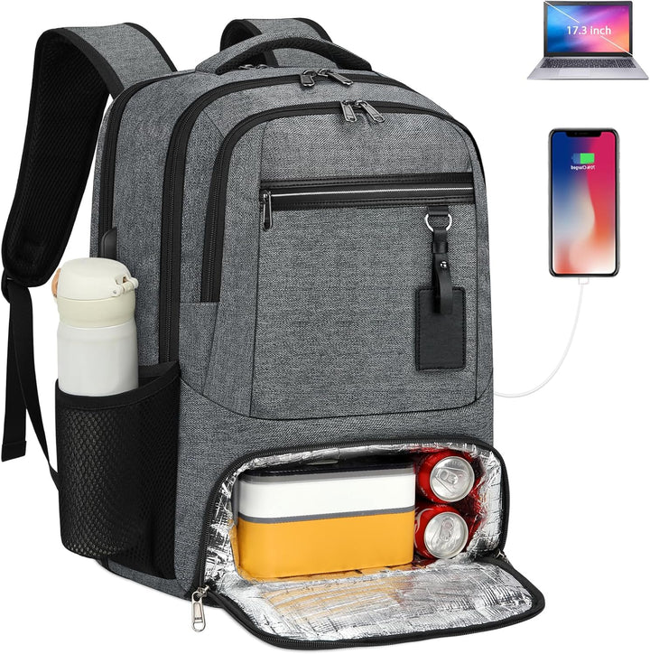 Unisex waterdichte rugzak met laptop- en lunchvak, ideaal voor werk, school of reizen.