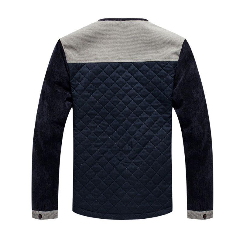 Stijlvol heren patchwork herfstjack. Comfortabel casual zipjack, ideaal voor herfstmode en trendy looks.