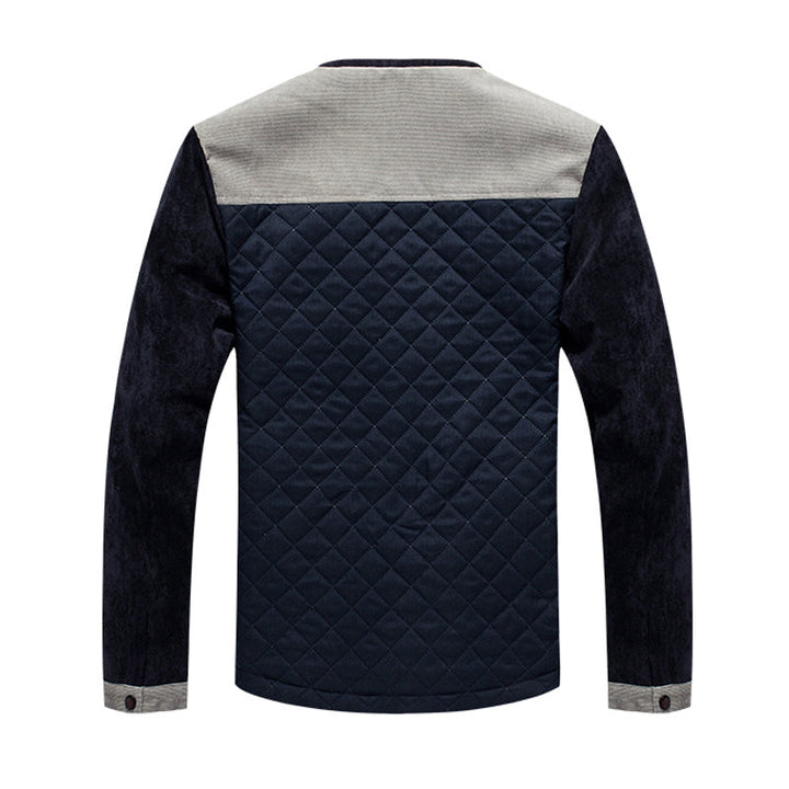 Stijlvol heren patchwork herfstjack. Comfortabel casual zipjack, ideaal voor herfstmode en trendy looks.