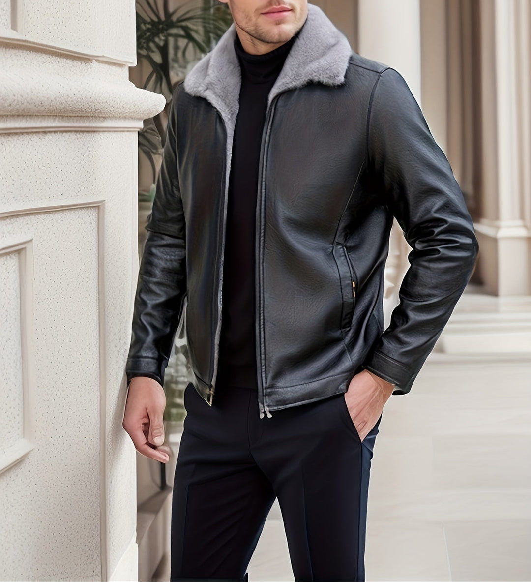 Zwart heren winterjack met rits, warm en stijlvol voor herfst en winter. Ideaal als casual buitenkleding.