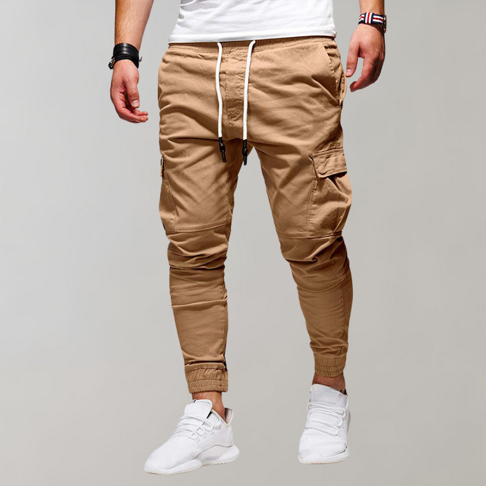 Heren Cargo Broek Noah in kaki, ideaal voor comfortabele casual streetwear.