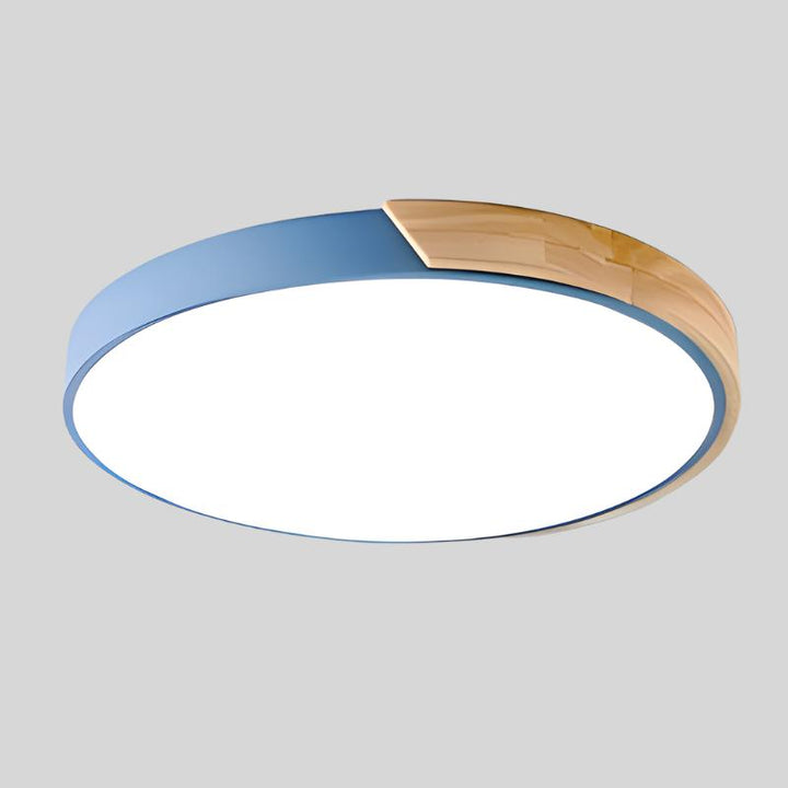 Detail van Macaroon plafondlamp, hoogwaardig modern LED verlichtingsdesign.