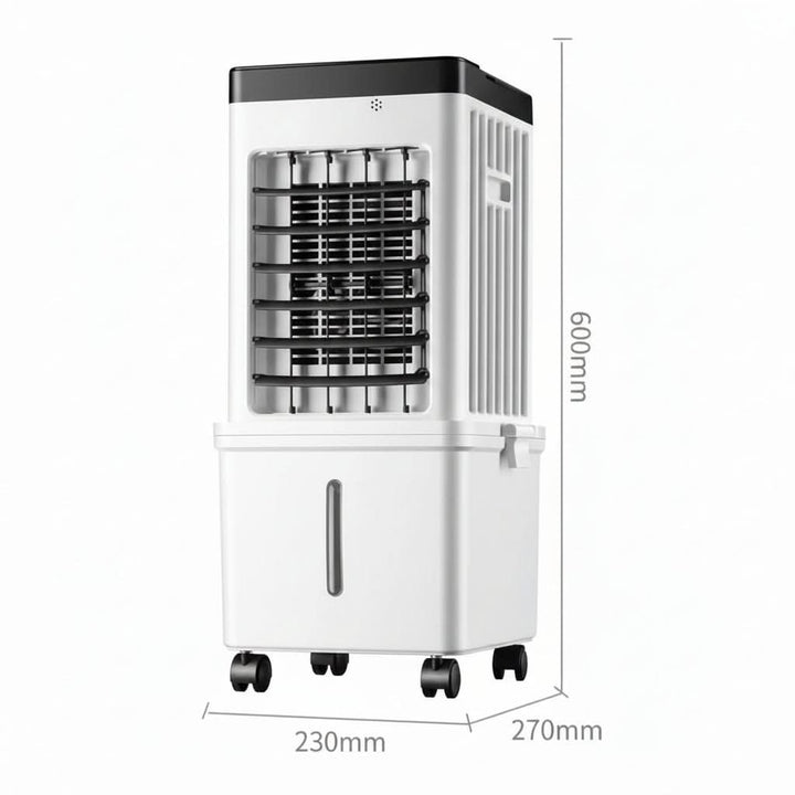 De MBERN 3-in-1 luchtkoeler, een veelzijdige ventilator en bevochtiger voor aangename verkoeling in elke kamer.