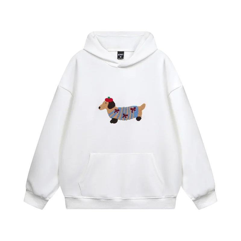 Warme dames hoodie met schattige teckel print. Comfortabele kleding voor koude dagen en vrije tijd.