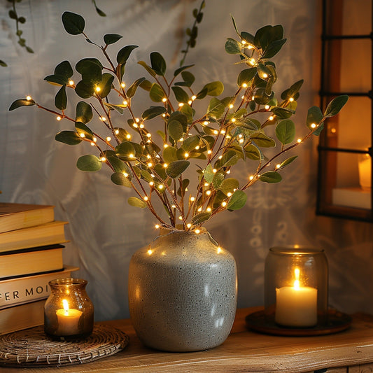 Olijftak verlichtingsdecoratie met 120 warme LED's, natuurlijke sfeer, realistische takken, ideaal voor interieurdecoratie.
