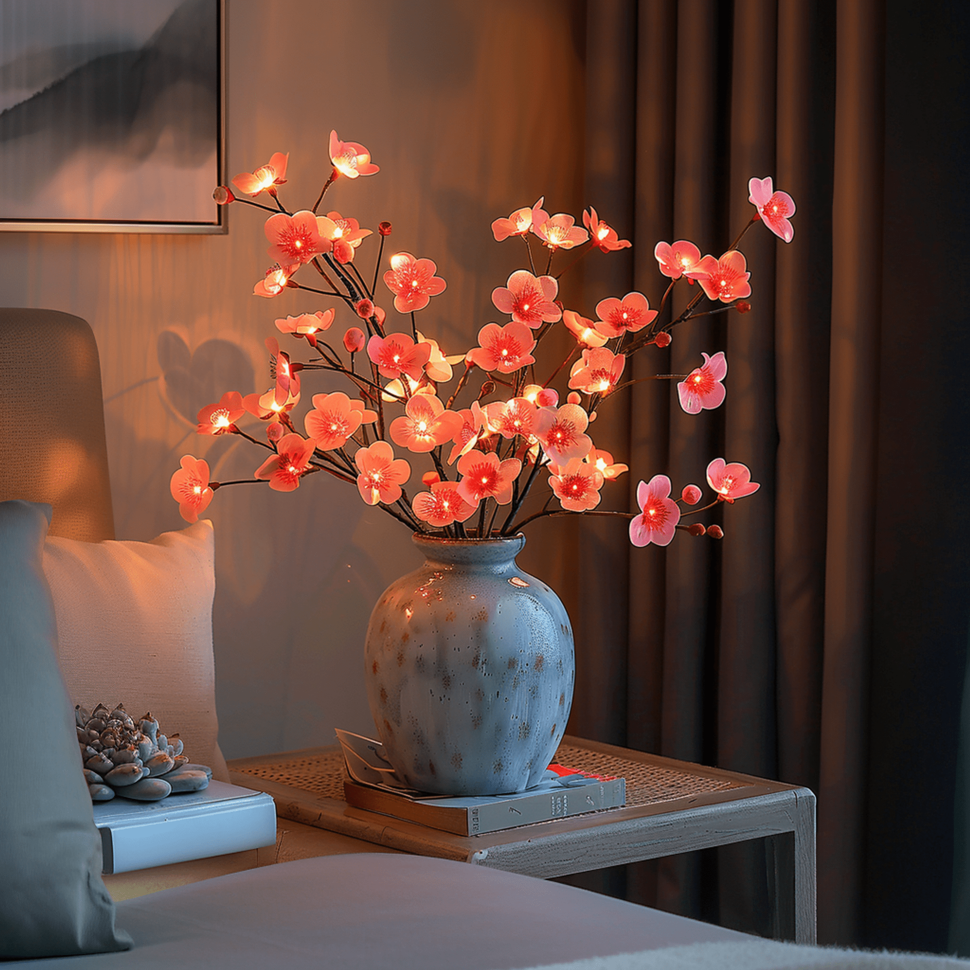 Olijftak verlichtingsdecoratie met 120 warme LED's, natuurlijke sfeer, realistische takken, ideaal voor interieurdecoratie.