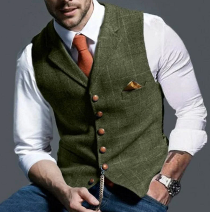 Warm herfstgilet voor mannen, ideaal als stijlvolle laag over een overhemd. Comfortabele herfstmode.