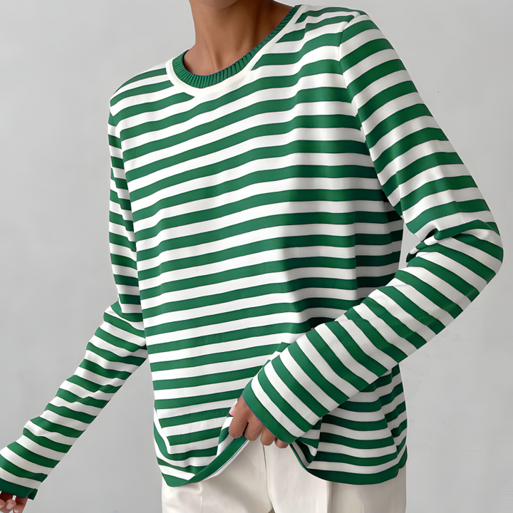 Hoymans gestreepte dames sweatshirt, een veelzijdige casual top met lange mouwen voor lente outfits.