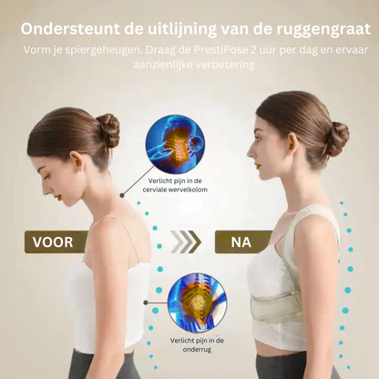 Onzichtbare houdingscorrector voor comfort, rugpijnverlichting; ademend, stijlvol ontwerp, past onopgemerkt onder kleding.