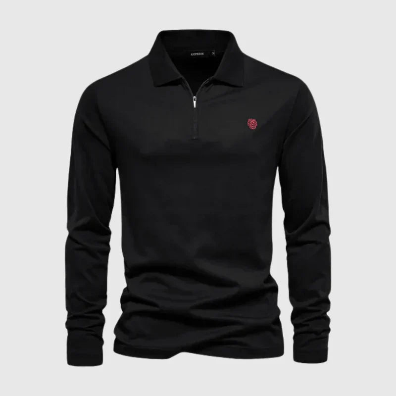 Stijlvolle heren premium polo met lange mouwen, perfect voor casual mode en comfortabele herenkleding.
