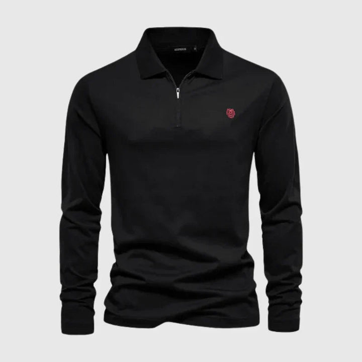 Stijlvolle heren premium polo met lange mouwen, perfect voor casual mode en comfortabele herenkleding.
