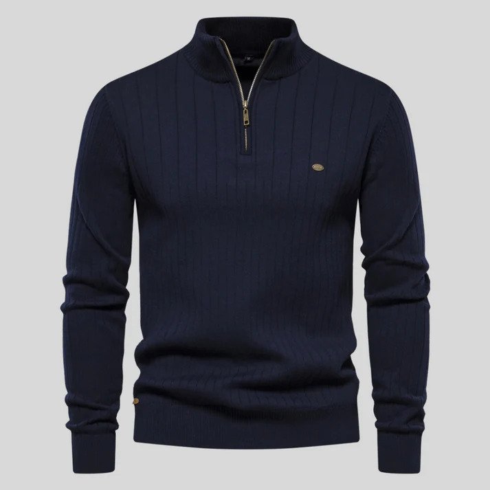 Casual en chique mannen half-zip trui. Comfortabel, van hoge kwaliteit en stijlvol voor elke herfst- of winteroutfit.