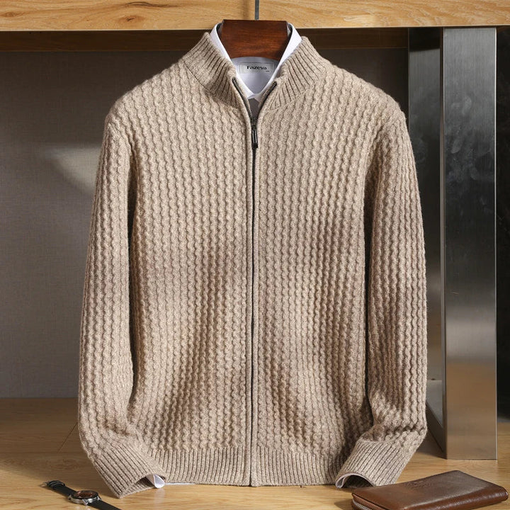 Bloemblauw heren merinowol vest met rits, ademend en zacht, een stijlvolle casual toevoeging.