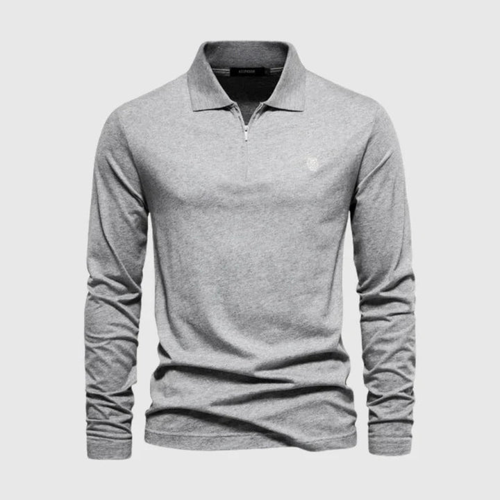 Stijlvolle herenpolo met lange mouwen in premium kwaliteit, essentieel voor moderne casual herenkleding.