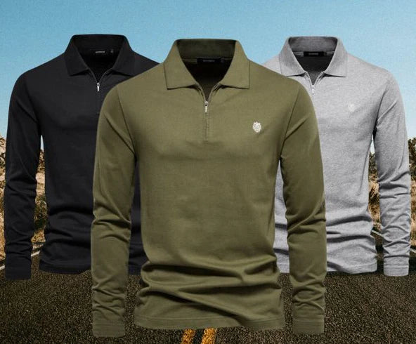 Comfortabele herenpolo met lange mouwen, ideaal voor een stijlvolle casual look, premium kwaliteit.