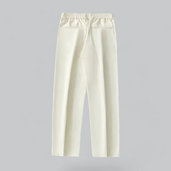 Moderne heren broek met wijde pijpen. Een casual, stijlvolle toevoeging aan je herenkleding.