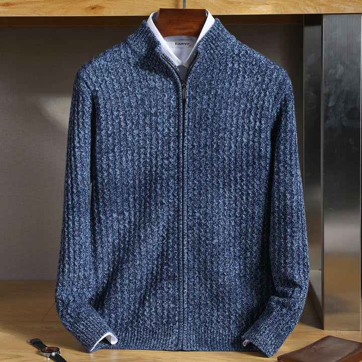 Duurzaam heren ritsvest van merinowol, ademend en warm, ideaal voor een casual, comfortabele look.
