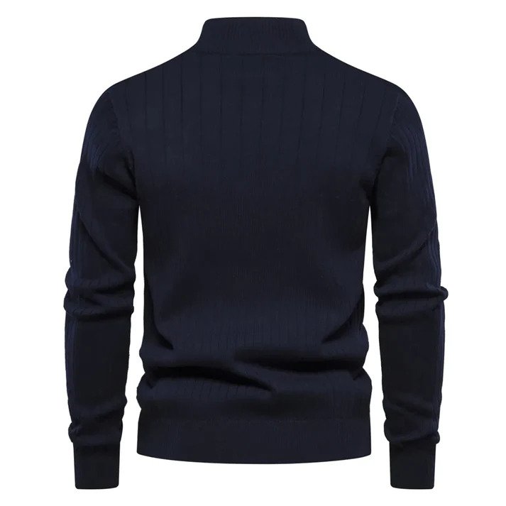 Stijlvolle half-zip trui voor heren uit nieuwe collectie. Chic, comfortabel en ideaal voor zowel casual als geklede momenten.