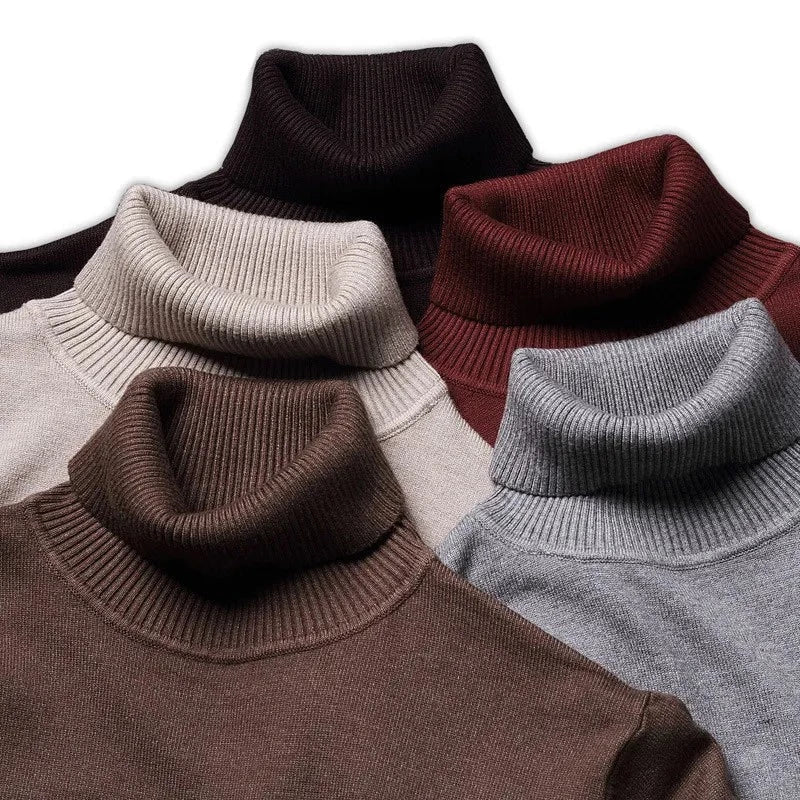 Duurzame heren coltrui van scheerwol, bekend om zijn warmte en tijdloze elegantie.